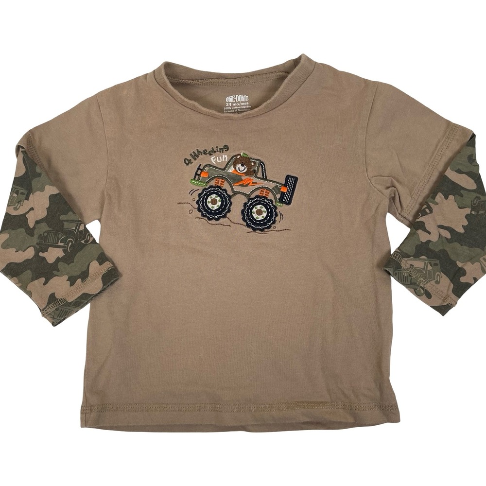 Vintage Okie Dokie Toddler Boy 24M Long Sleeve Monster Truck Layered T Shirt Y2K